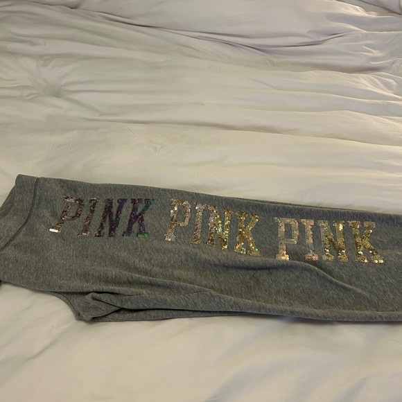 VS Pink bling joggers sequins iridescent gray size M ** rare find** - Picture 6 of 6